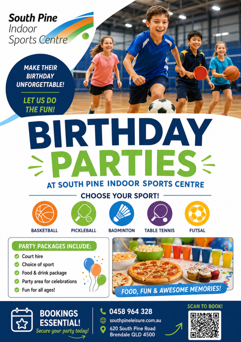 Have your Birthday Party at South Pine Indoor Sports Centre!
